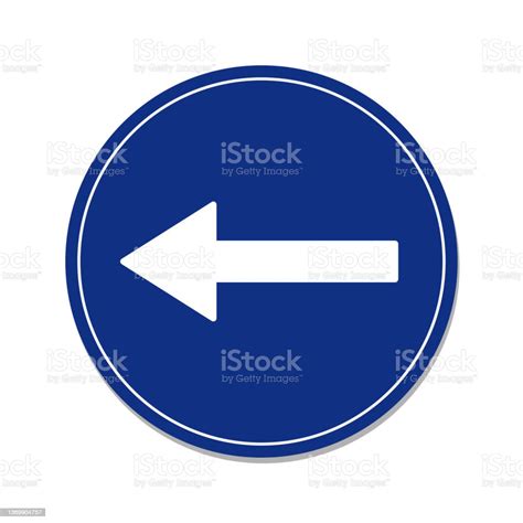 Go Left Sign White One Way Traffic On Blue Circle Stock Illustration