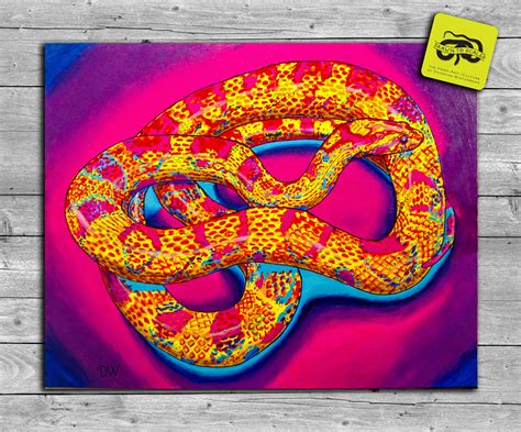 Colorful Corn Snake 16in X 20in Acrylic Painting On