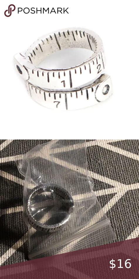 Osfm Adjustable Measuring Tape Ring Silver Tone Measuring Tape Ring