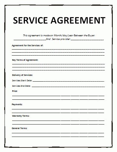Service Agreement Template Free Word Templates