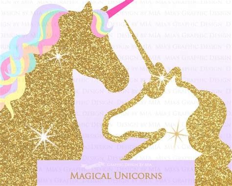 Magical Unicorns Gold Glitter Unicorns Einhorn Unicorn Etsy Unicorn