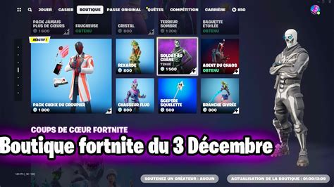 BOUTIQUE FORTNITE D AUJOURDHUI DU 3 décembre 2023 LIVE FR YouTube