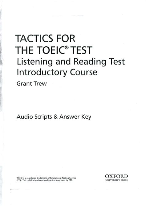 Toiec Tactics For The Toeictest Listening And Reading Test Introductory Course Grant Trew