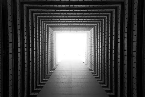 Wallpaper Corridor Symmetry Geometry Architecture Light