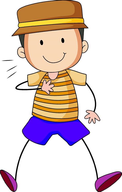 Cute Boy Cartoon Character In Hand Drawn Doodle Style Isolated 2031868