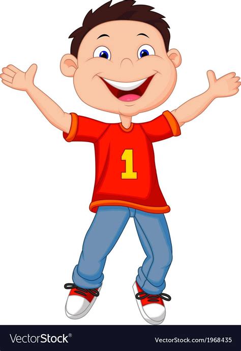 Vector Illustration Of Happy Boy Cartoon Download A Free Preview Or