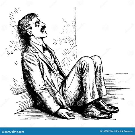 Man Leaning Against Wall Vintage Illustration Stock Vector