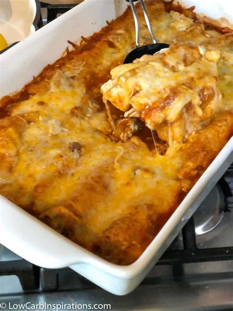 Yields 8 servings of keto chicken enchiladas with green chile sauce Keto Chicken Enchilada Recipe - Low Carb Inspirations