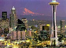 Seattle, estado de Washington, viéndose la magnífica imagen del monte ...