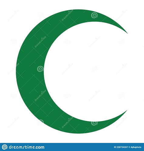 Green Crescent Isolated Islamic Moon Symbol Stock Illustration