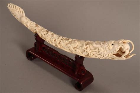 Dragon Ivory Tusk With Pearl Af Dr Pau Collection Ivory Oriental