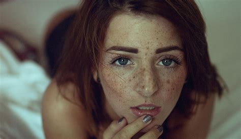 Dasha Milko Face Portrait Model Braids Freckles Looking At Viewer