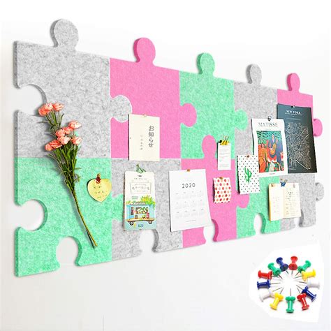 Buy Vancore Felt Bulletin Board Puzzle Shape Pin Board Wall Tiles Self