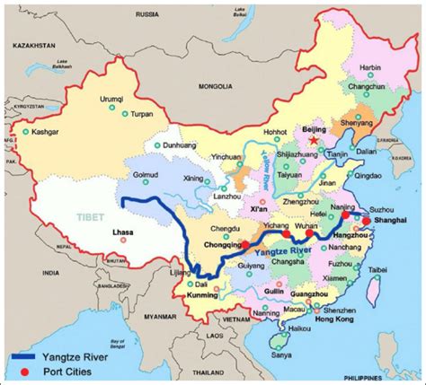 Map Of Yangtze River Basin Covering Chinas Most Important Economic