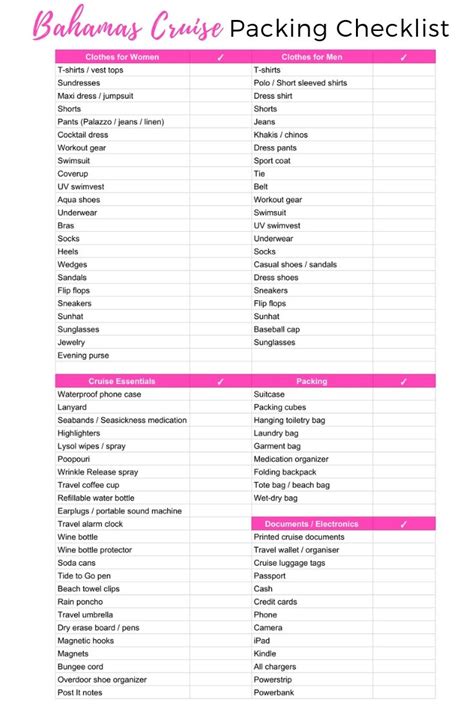20 Things To Pack For A Cruise Plus Printable Packing List For Cruise