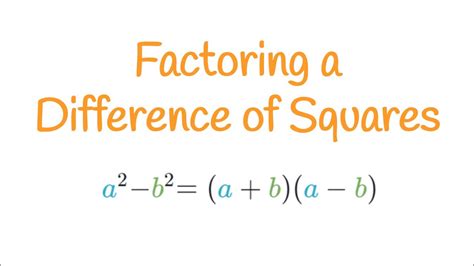 Factoring a Difference of Squares - YouTube