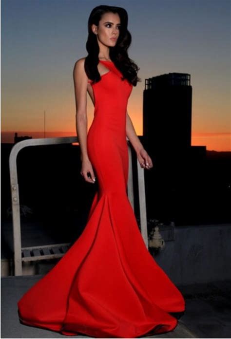 appealing slim red long evening dresses for tall women crew backless sexy satin mermaid evening