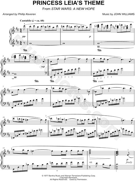Phillip Keveren Princess Leias Theme Sheet Music Piano Solo In D