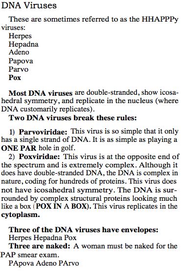 Dna Viruses Mnemonic Microbiology Made Ridiculously Simple Science