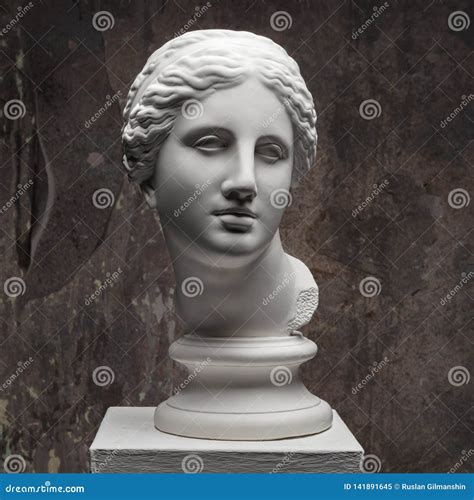 White Marble Head Of Young Woman Statue Art Sculpture Of Stone Face