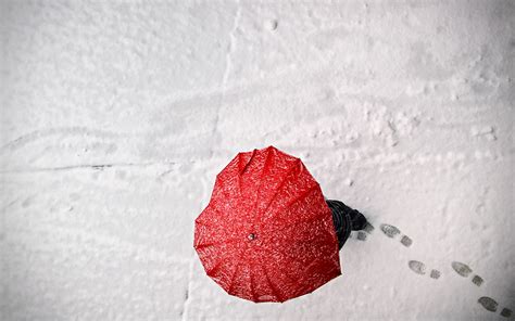 Snow Love Hearts Umbrellas Footprint Wallpapers Hd Desktop And