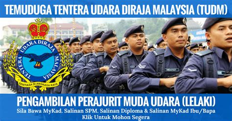 Tentera laut diraja malaysia atau sinonimnya tldm adalah salah satu cabang angkatan tentera malaysia (atm) selain tdm dan tudm. Temuduga & Pengambilan Tentera Udara Diraja Malaysia (TUDM ...