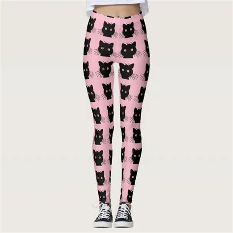 Comfy Hipster Leggings Pink Kitty Zazzle