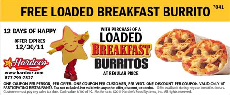 Hardees B1g1 Free Loaded Breakfast Burrito