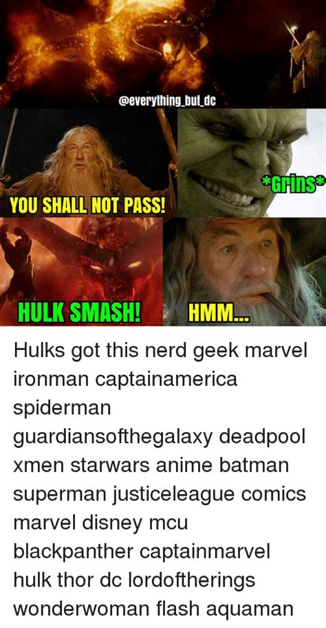 but dc you shall not pass hulk smash hmm hulks got this nerd geek marvel ironman