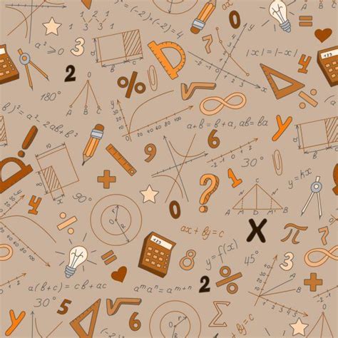 A Brown Background With Many Different Types Of Math Related Items And