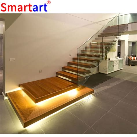 Modern Stair Floating Straight Stairs Interior Staircase With Wood