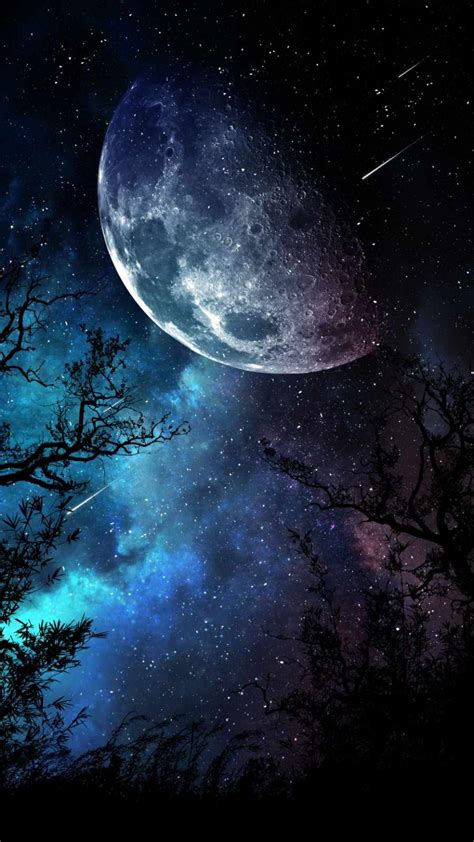 Starry Sky Night Moon Iphone Wallpapers