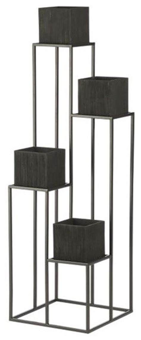 Quadrant Plant Stand With Four Planters Modern Indoor