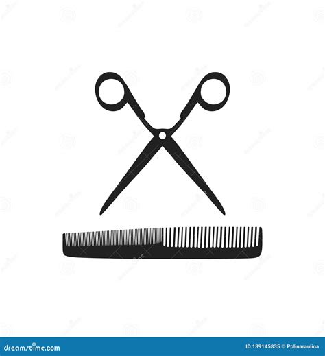 Scissors Silhouette With Comb For Hair Salon Stock Image Illustration