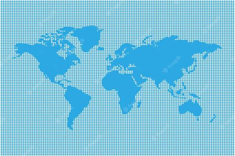 Premium Vector World Map Blue Background With White Circles