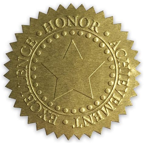 Buy Embossed Gold Foil Certificate Seals Excellence Honor