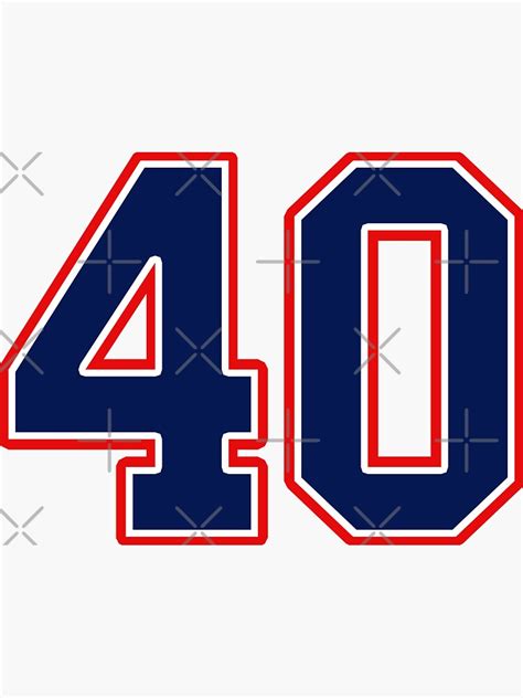 Number Forty 40 Sports Jersey Sticker For Sale By Msbdesign Redbubble