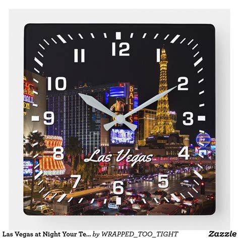 Las Vegas At Night Your Text Square Wall Clock In 2021