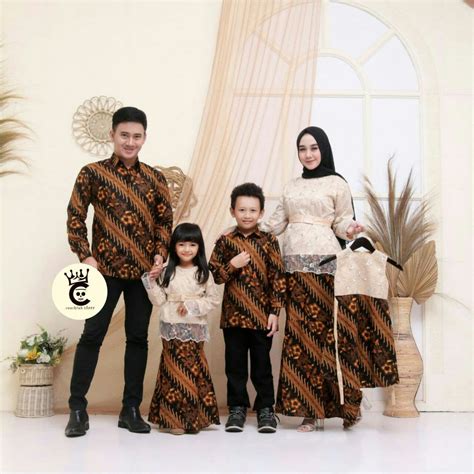 Jual Baju Batik Couple Keluarga Modern Kebaya Set Seragam Sarimbit