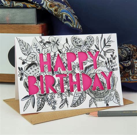 Monochrome Floral Paper Cut Birthday Card By Miss Bespoke Papercuts