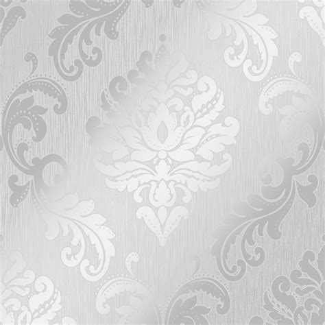Chelsea Glitter Damask Wallpaper In Soft Grey And Silver I