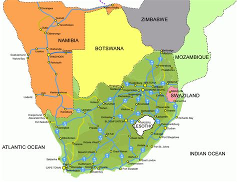 Road Map Of South Africa South Africa Map Africa Map South Africa