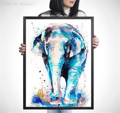 Asian Elephant Watercolor Painting Print By Slaveika Aladjova Art