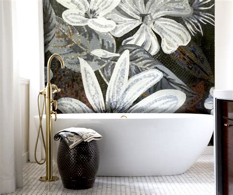 Mosaic Tile Art Flower Mosaic Lilly In 2020 Mosaic Bathroom Mosaic