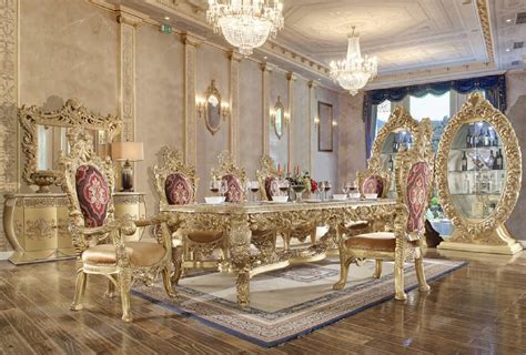 HD 8086 Dining Set Long Table Homey Design Victorian Style, European