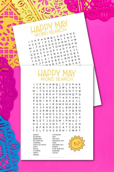 Free Printable May Word Search Puzzle For Kids Made With Happy