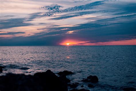 3840x2560 Clouds Nature Ocean Rocks Sea Sky Sunset Water 4k