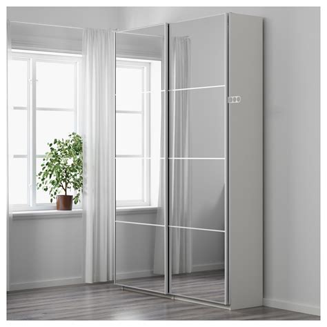 This stunning wardrobe, with adjustable shelves and hanging rails, has one mirrored. Image result for ikea pax auli sliding mirror door ...