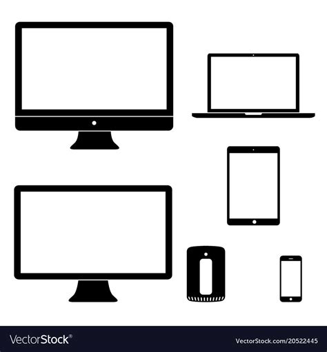 Computer Device Icons Black White Silhouettes Vector Image