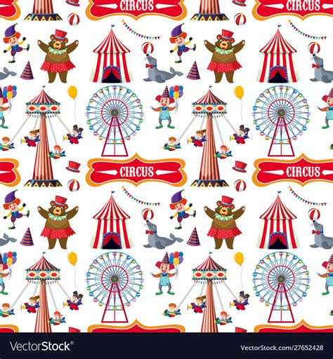 Seamless Background Design With Circus Theme Vector Image